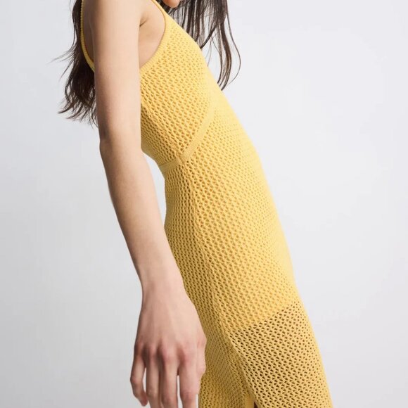 TOCCIN X RTR Sleeveless Crochet Midi Dress in Yellow - Picture 2 of 10